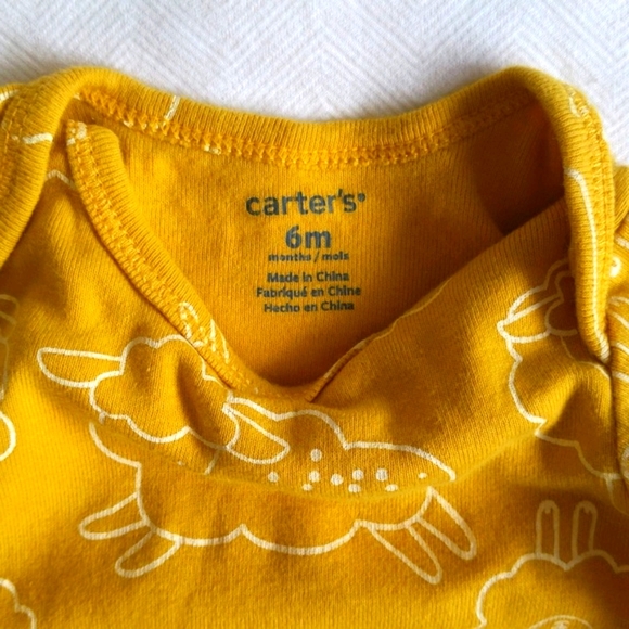 COPY - carter's mustard yellow sheep print long sleeve bodysuit diaper shirt 6m - Picture 2 of 4